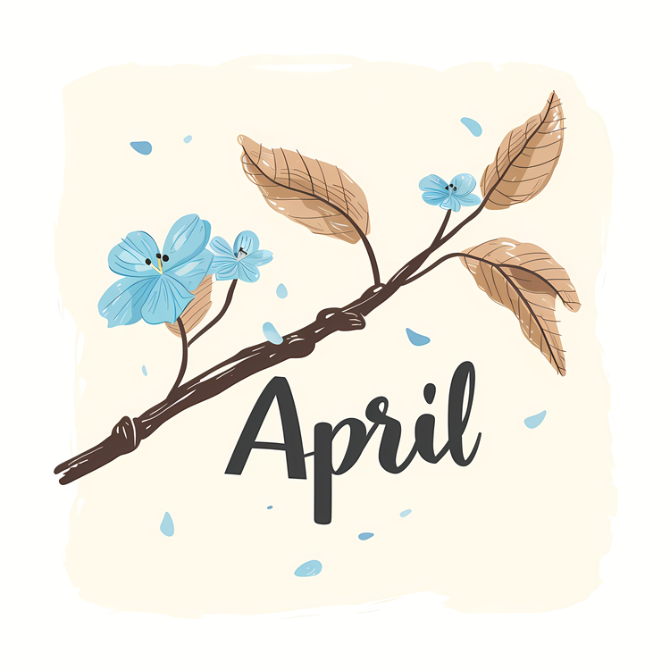 Hello April,Branch With Flowers,Delicate
