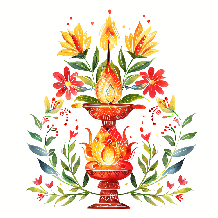 Gudi Padwa,Watercolor,Floral Design