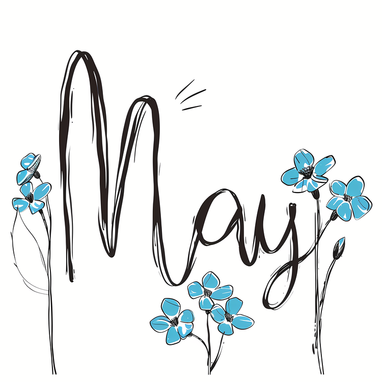 Hello May,Flowers,Watercolor