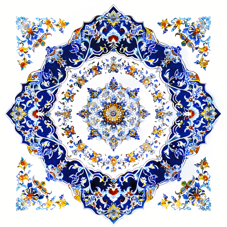 Eid Alfitr,Blue And Gold,Ornate Design