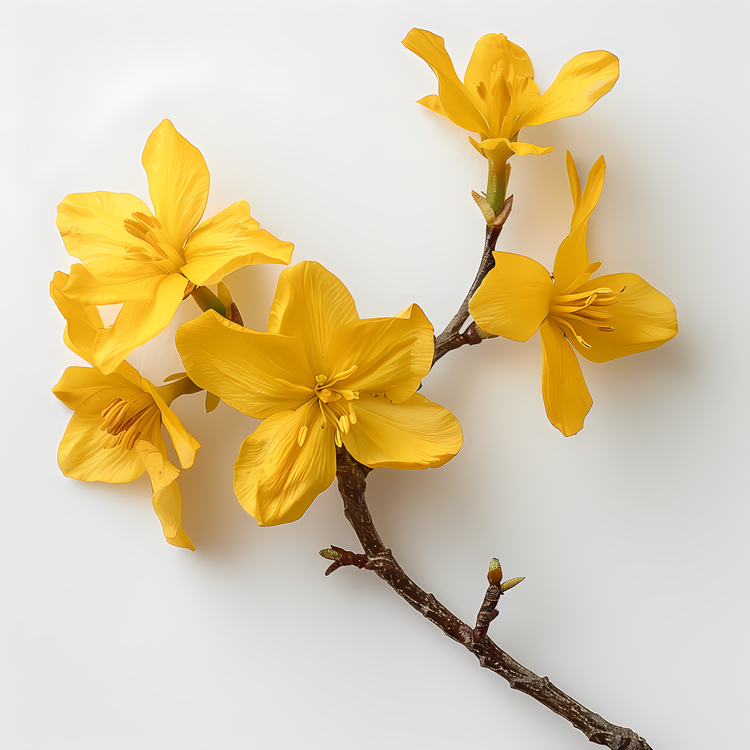Forsythia Flower,Branch,Stem