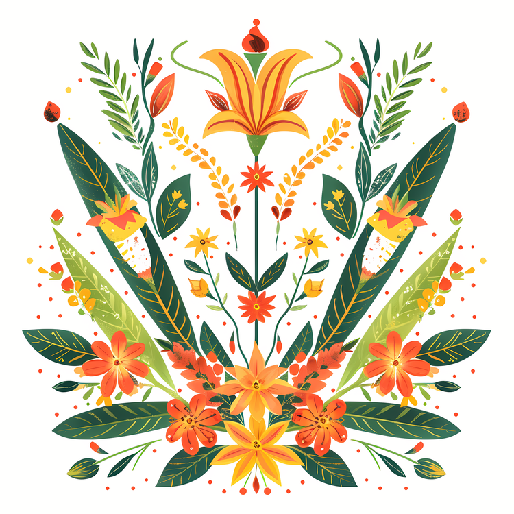 Gudi Padwa,Floral Design,Orange And Green Colors