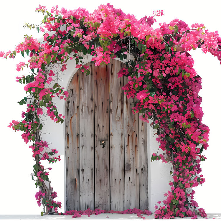 Flower Doorway,Flower Window,Wooden Door