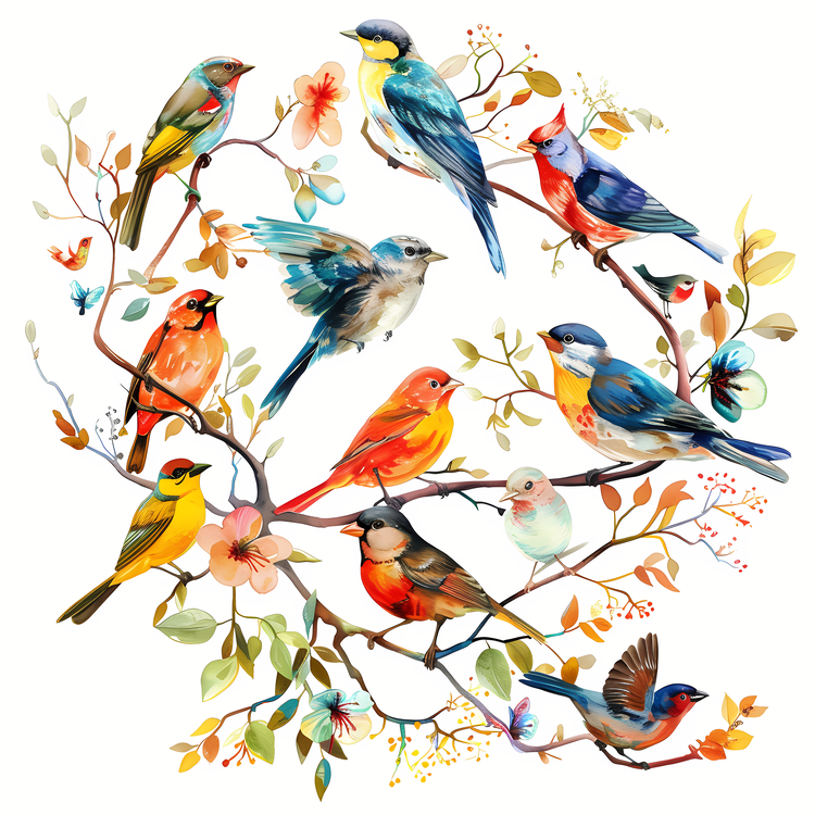 Bird Day,Watercolor,Birds