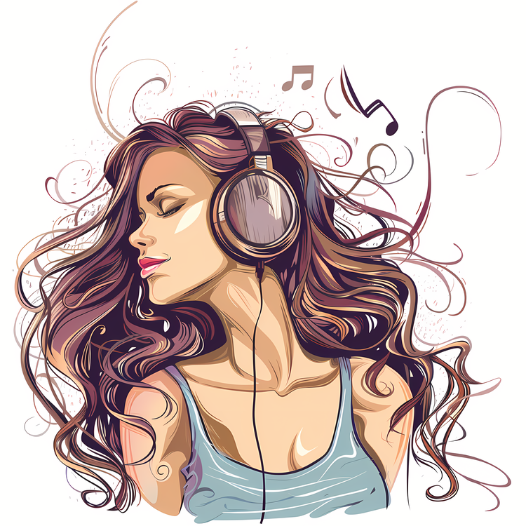 Listening To Music,Girl,Headphones