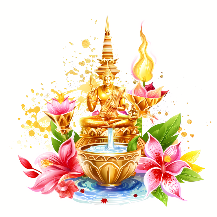 Songkran,Golden Statue,Buddha Statue