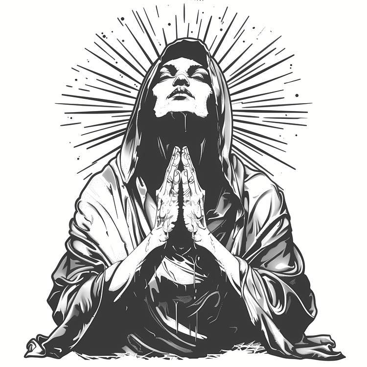 Day Of Prayer,Praying Woman,Religious Art