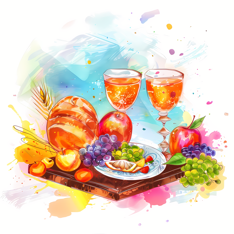 Shavuot,Watercolor,Food