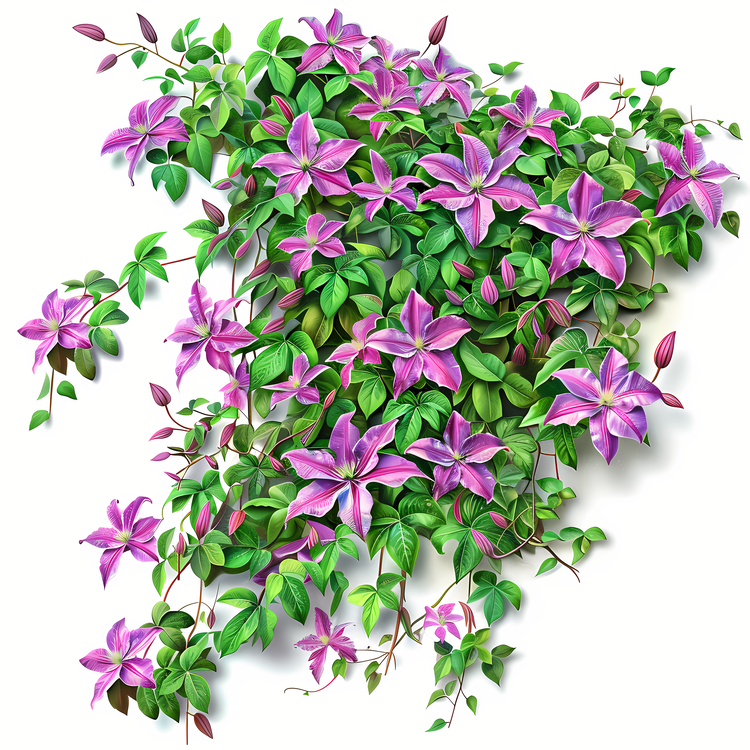 Clematis Flower,Plant,Pink Flowers