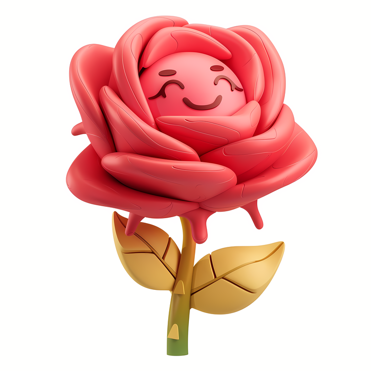 3d Cartoon Flowers,Rose,Smiling