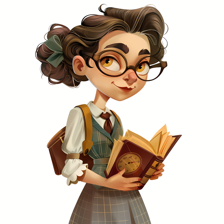 School Librarian,School Girl,Reading Book