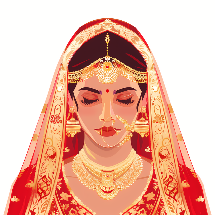 Hindu Wedding Bride,Indian Wedding Bride,Red And Gold Bridal Attire
