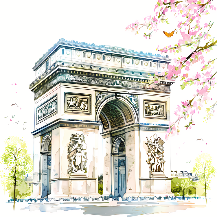 Arc De Triomphe,Eiffel Tower,Paris