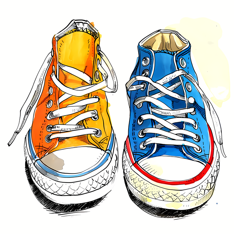 Two Different Colored Shoes Day,Converse Shoes,Orange And Blue Color Scheme