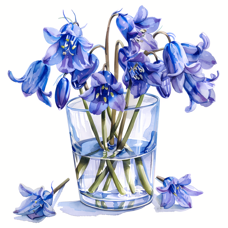 Bluebell Flower,Watercolor,Flower