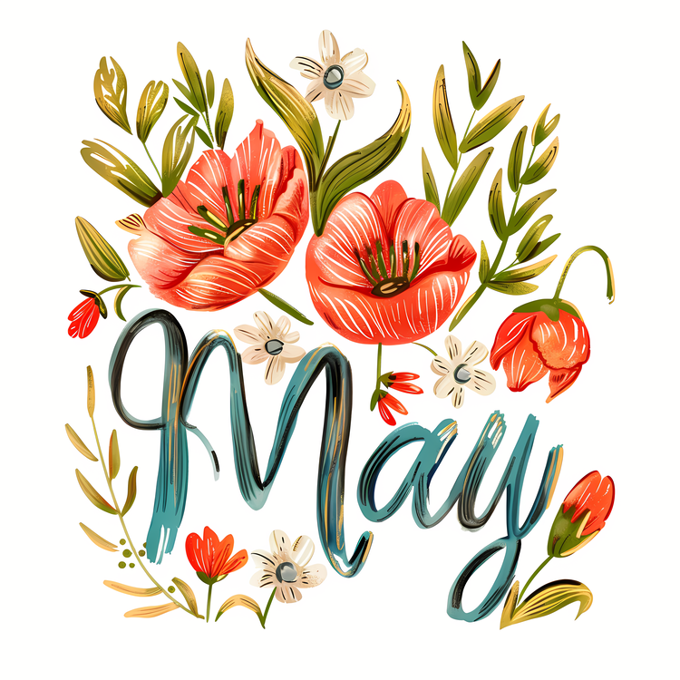 Hello May,Summer Flowers,Vintage Floral