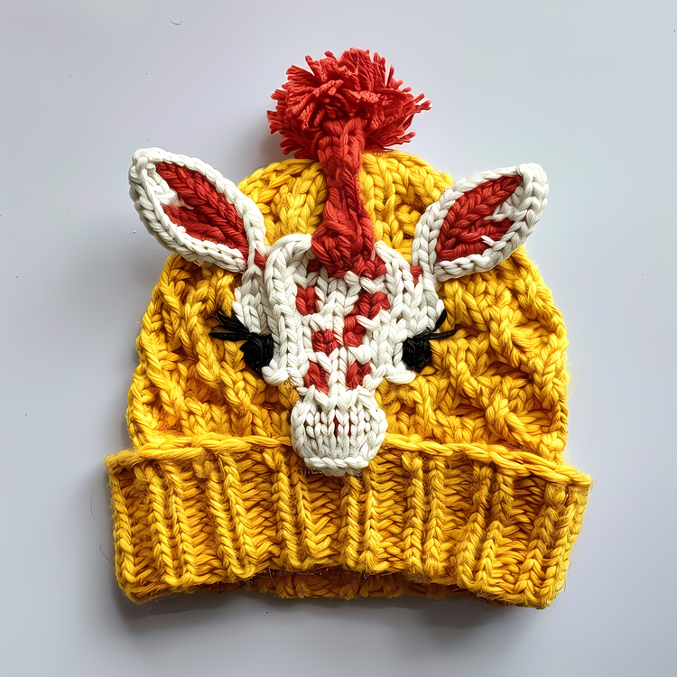 Knit Cap,Giraffe Beanie,Crochet Giraffe Hat