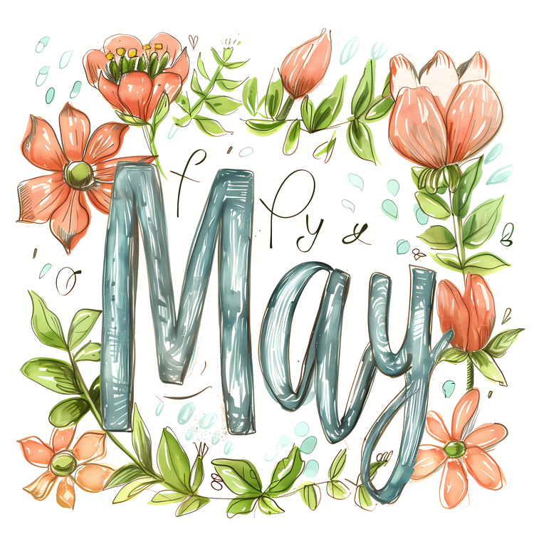 Hello May,Watercolor,Floral