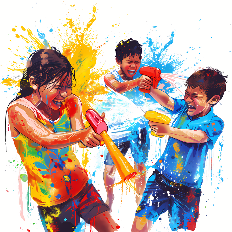Songkran,Watercolor,Colorful Splashes