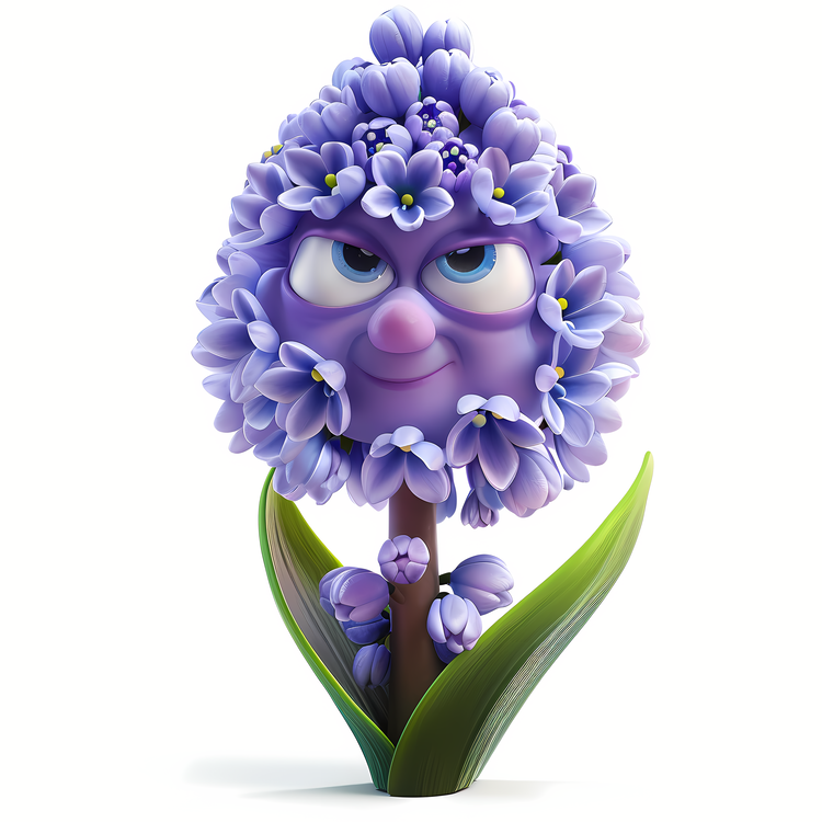 3d Cartoon Flowers,Purple,Angry