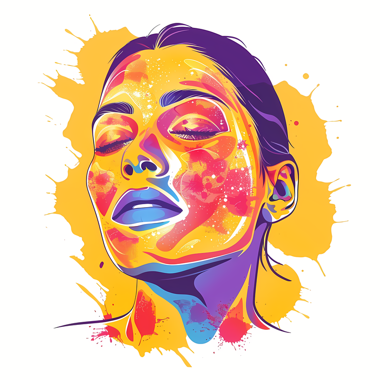 Skin Allergy,Female Face,Watercolor