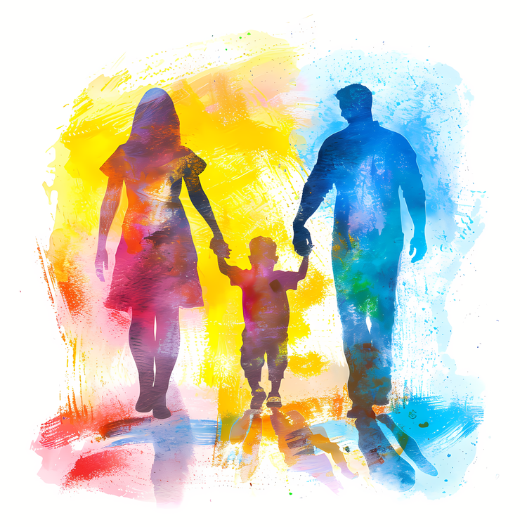 Family Silhouette,Watercolor,Family