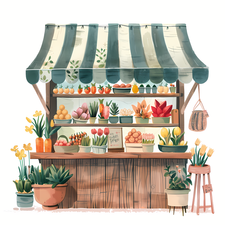 Spring Market,Flower Stand,Outdoor Market