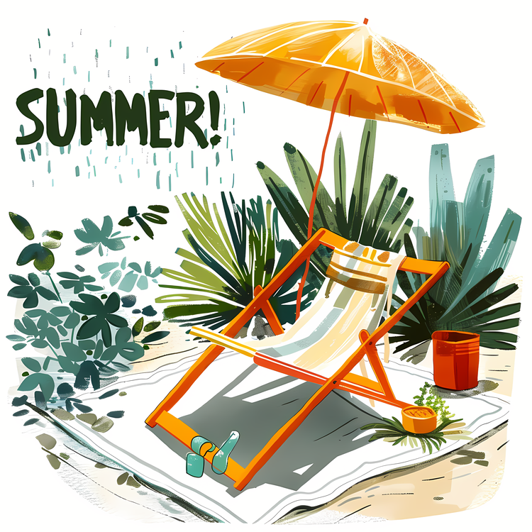 Welcome Summer,Lounge Chair,Umbrella