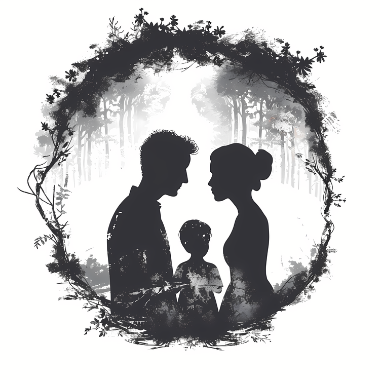 Family Silhouette,Mother And Child,Family Portrait