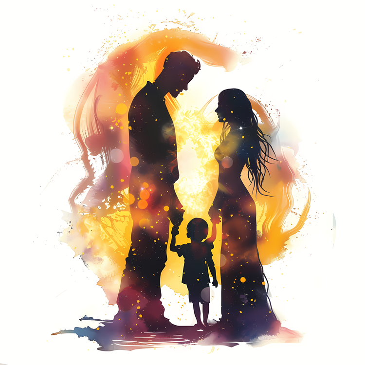 Family Silhouette,Family,Mother And Child