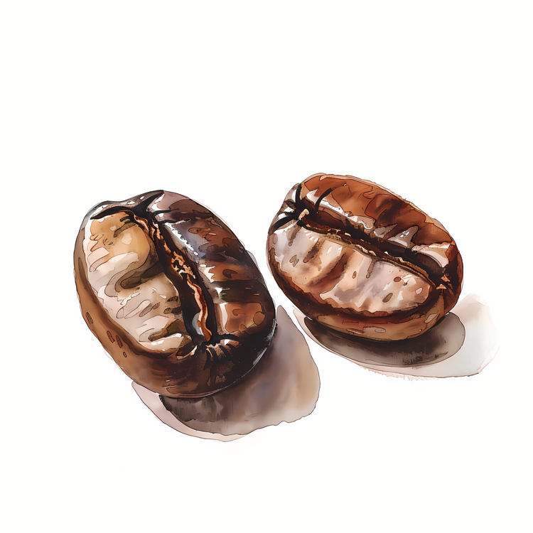 Coffee Beans,Brown,Watercolor