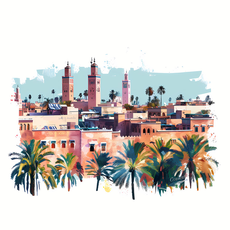 Marrakech,Skyline,Moroccan Cityscape
