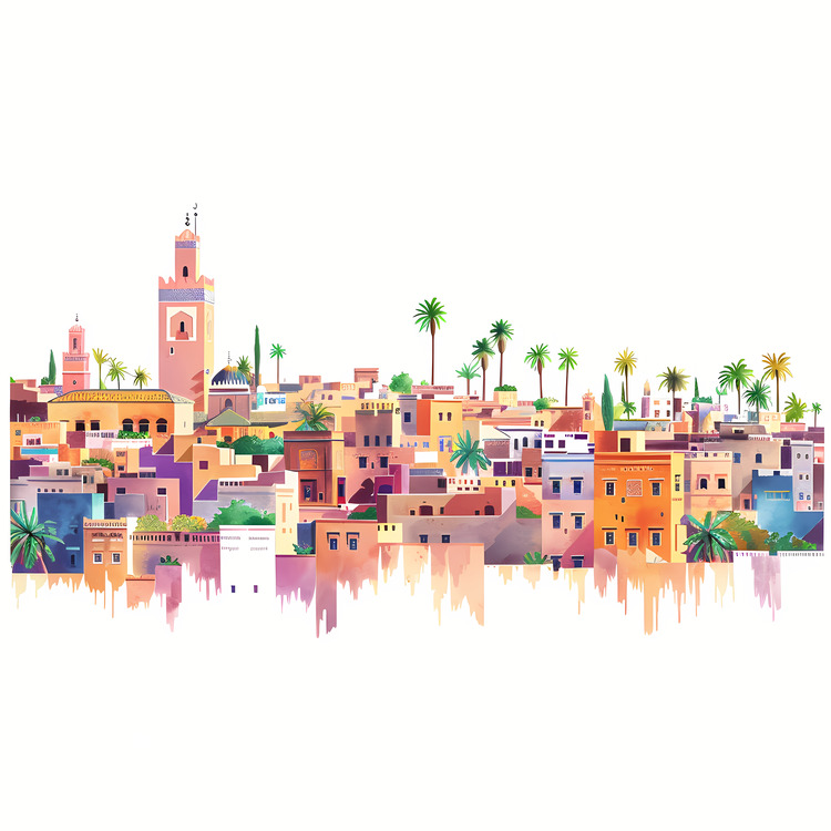 Marrakech,Skyline,Colorful