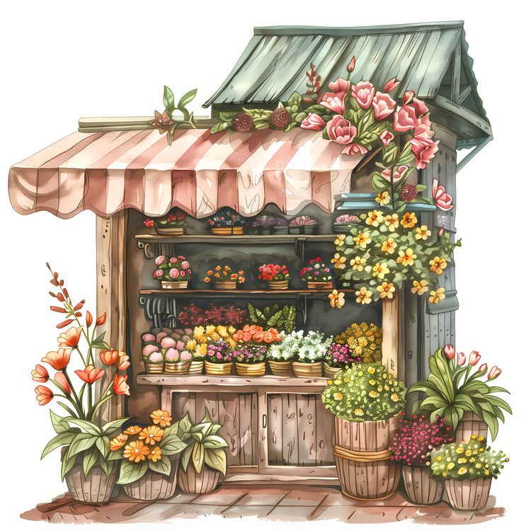 Spring Flower Store,Flower Shop,Vintage