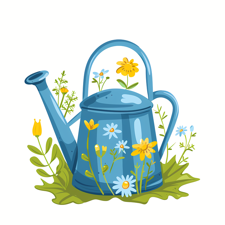 Garden Watercan,Blue Watering Can,Watering Can With Flowers