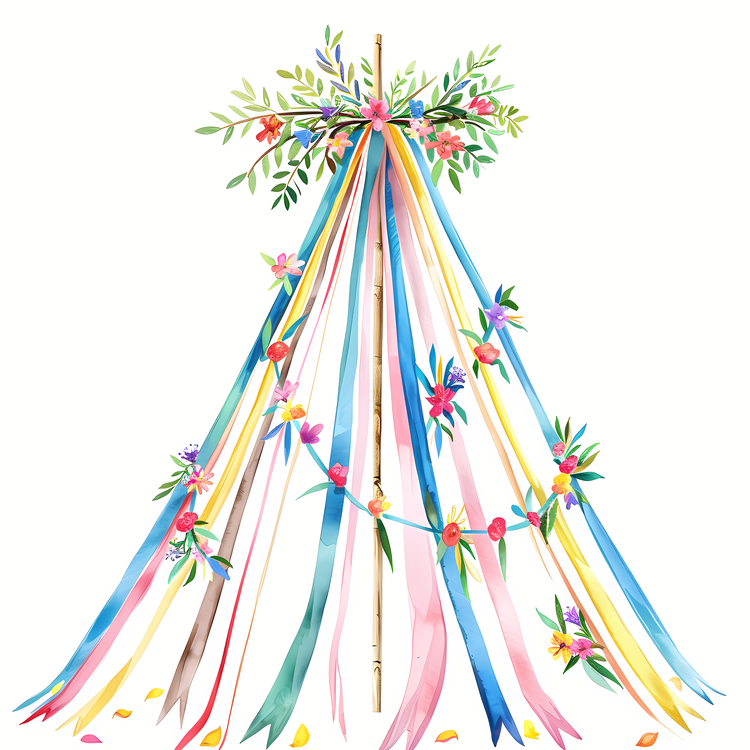 Maypole,Watercolor,Flower Crowns