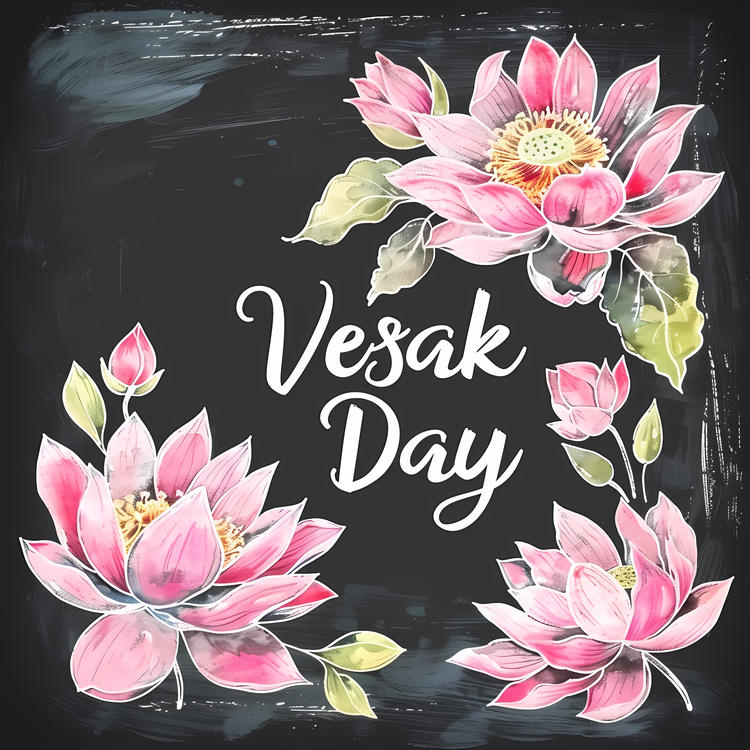Happy Vesak Day,Flowers,Watercolor