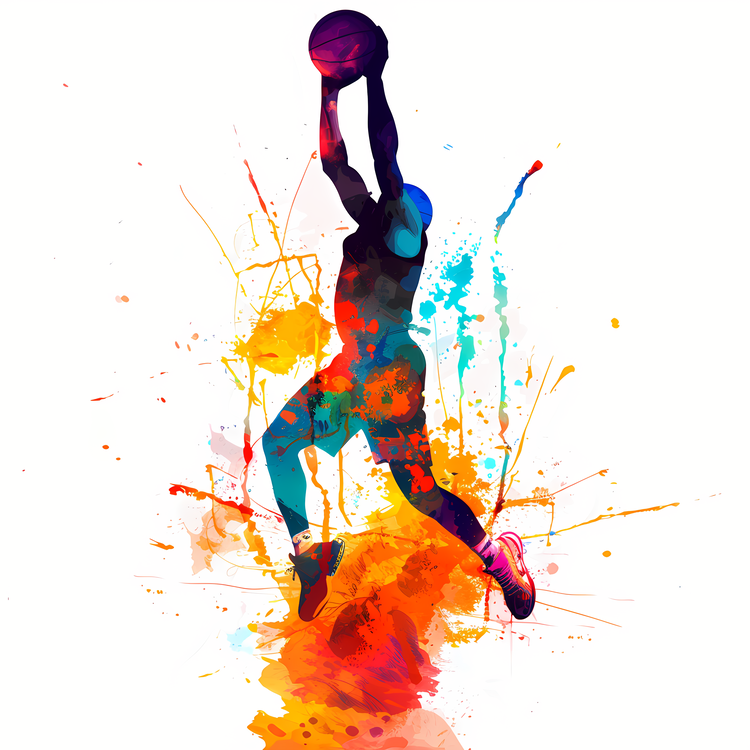 Basketball Silhouette,Basketball,Watercolor