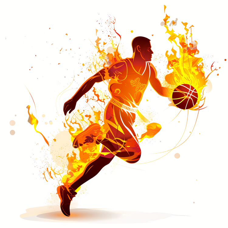 Basketball Silhouette,Fire,Sports