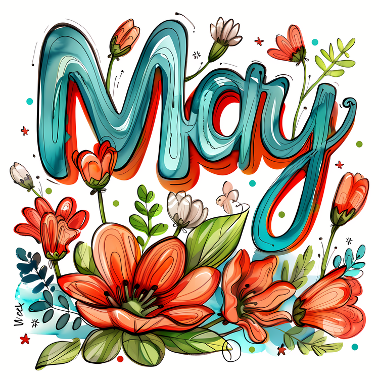Hello May,Floral,Colorful