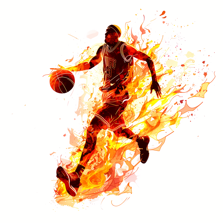 Basketball Silhouette,Basketball,Fire