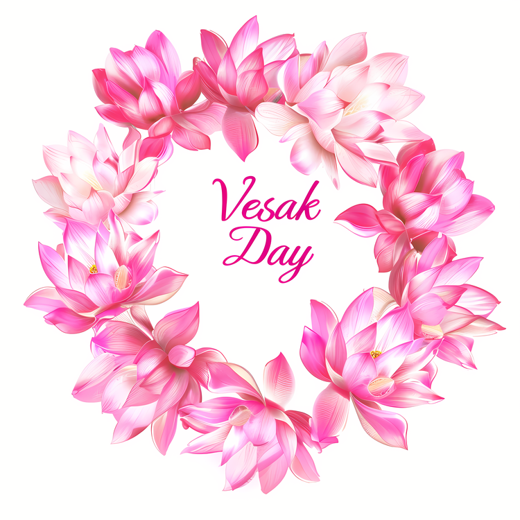 Happy Vesak Day,Pink Flowers Wreath,Fresh Flowers Wreath
