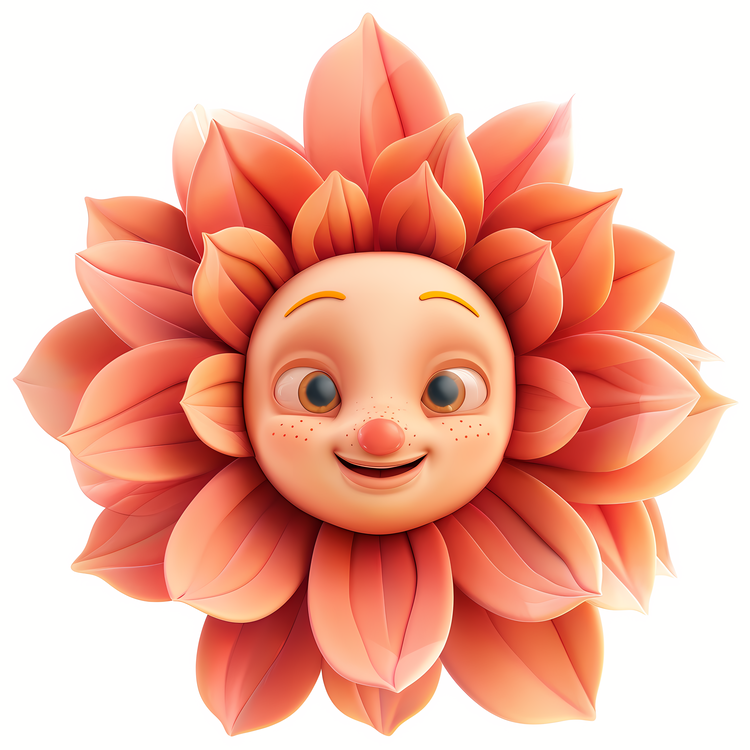 3d Cartoon Flowers,Flower,Orange