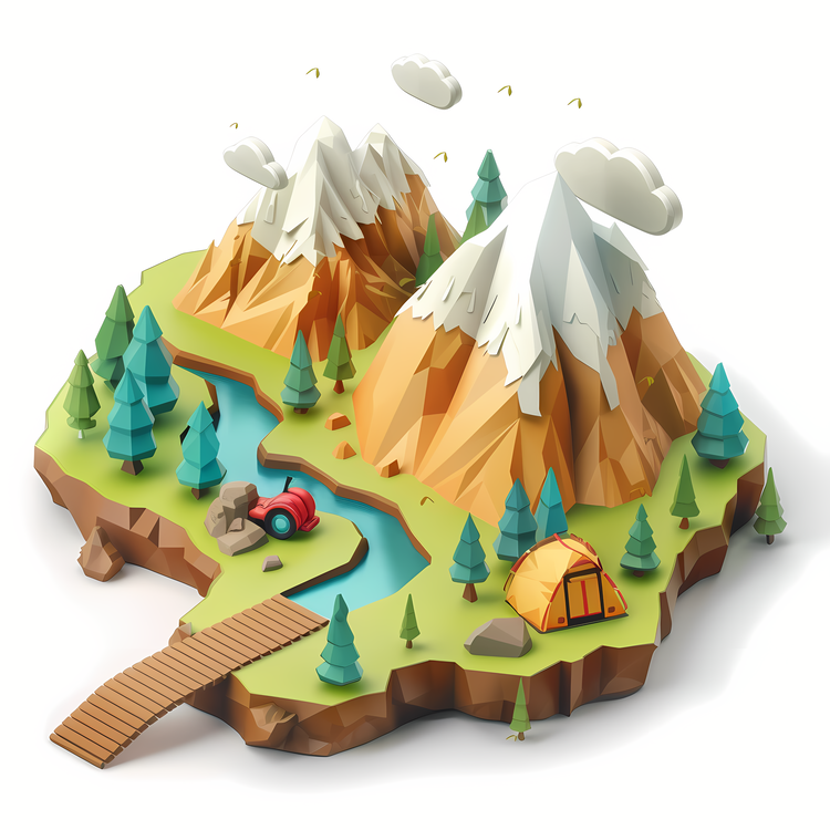 Trail,Paper Art,3d Mountain Landscape