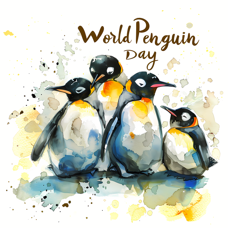 World Penguin Day,Watercolor,Penguins