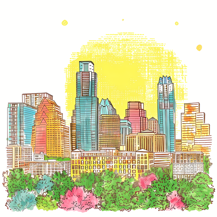 Austin Skyline,Skyscraper,Sunshine