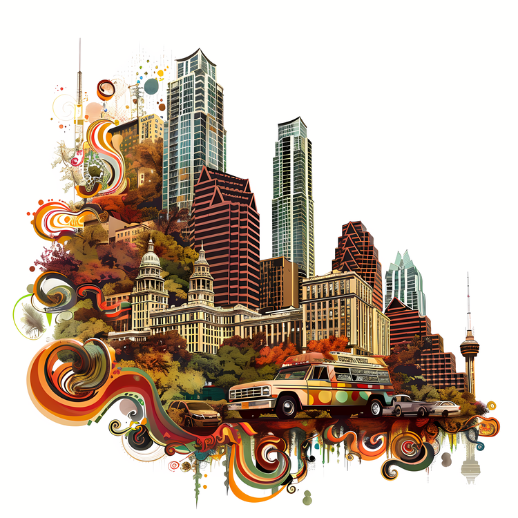 Austin Skyline,Cityscape,Artwork