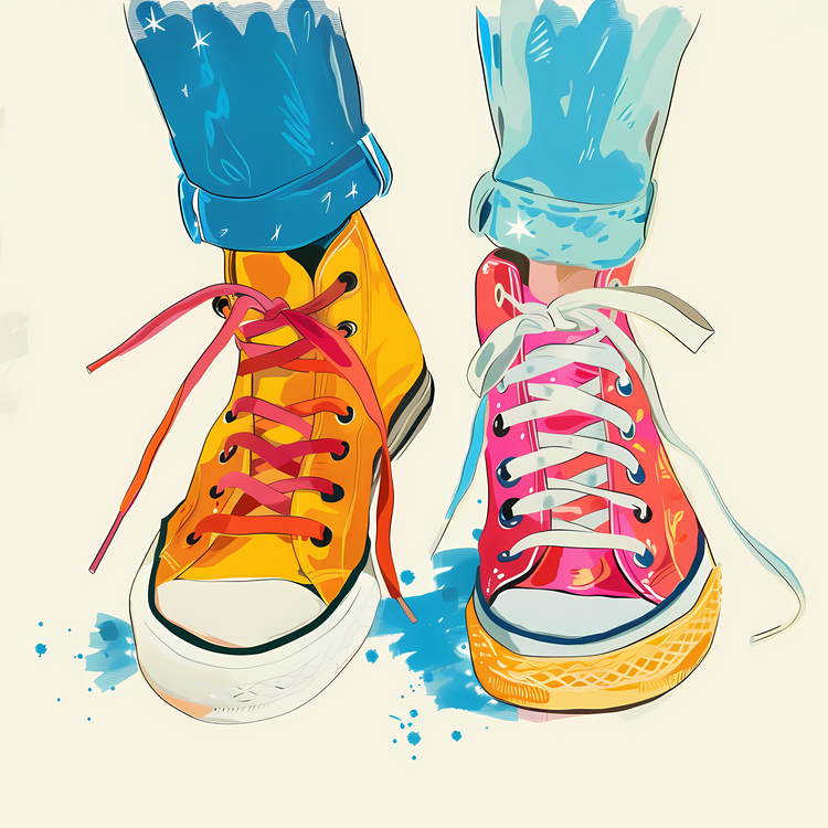 Two Different Colored Shoes Day,Handdrawn,Digital