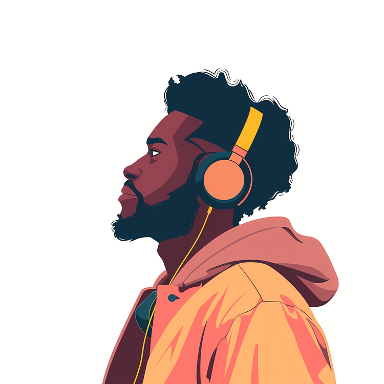Listening To Music,Portrait,Man