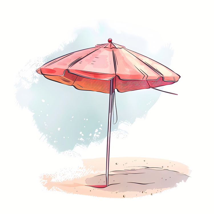 Beach Umbrella,Red Umbrella,Sand